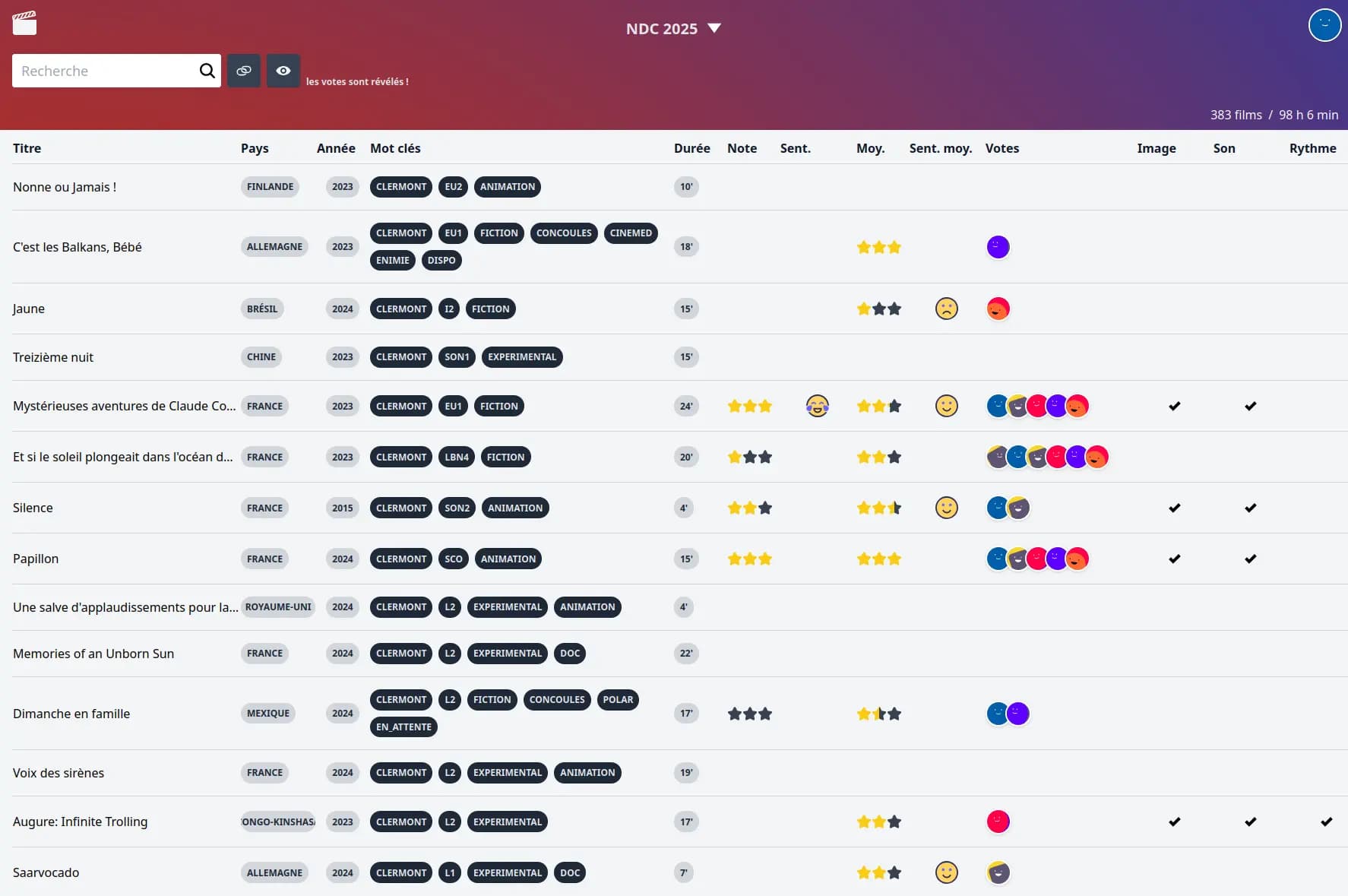 Screenshot of the "jamin" web app